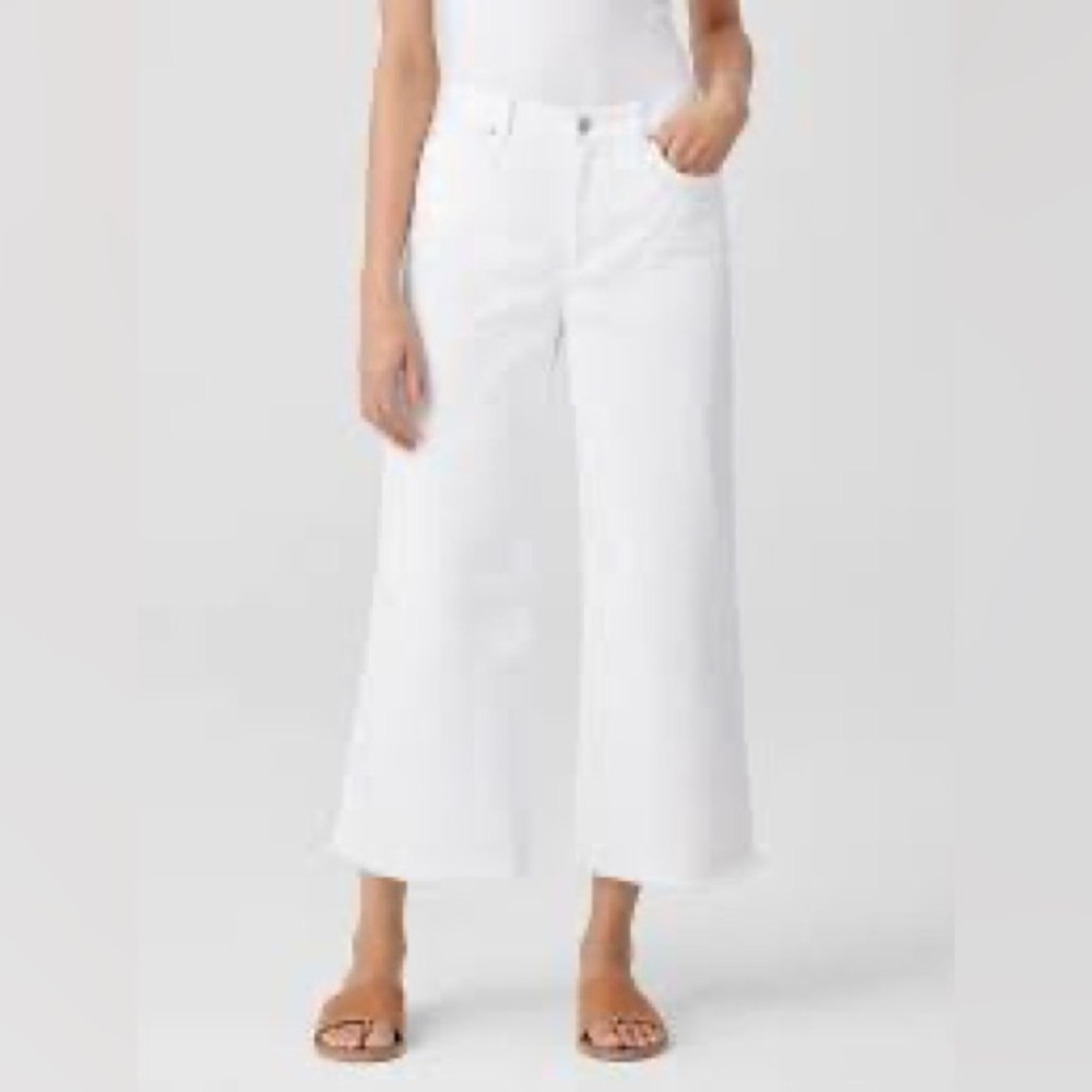 Eileen fisher NWT white Denim Wide Leg Cropped Jeans Easy Fit Sz 1X organic